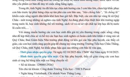 THƯ NGỎ KÊU GỌI ỦNG HỘ ĐỒNG BÀO MIỀN TRUNG CHỊU ẢNH HƯỞNG BỞI CƠN BÃO SỐ 10